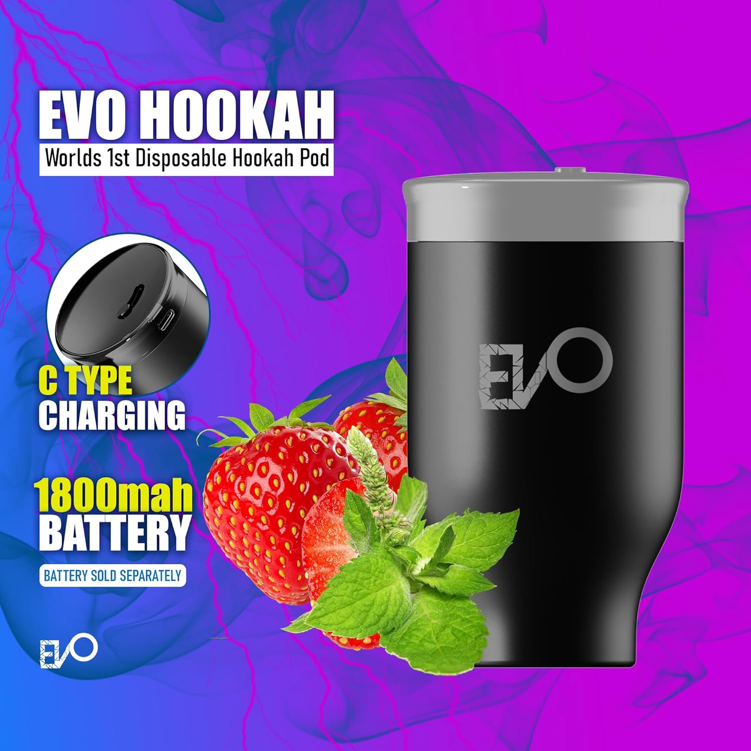 Hookah Electric Pod (Strawberry Mint) - Tobacco & Nicotine Free