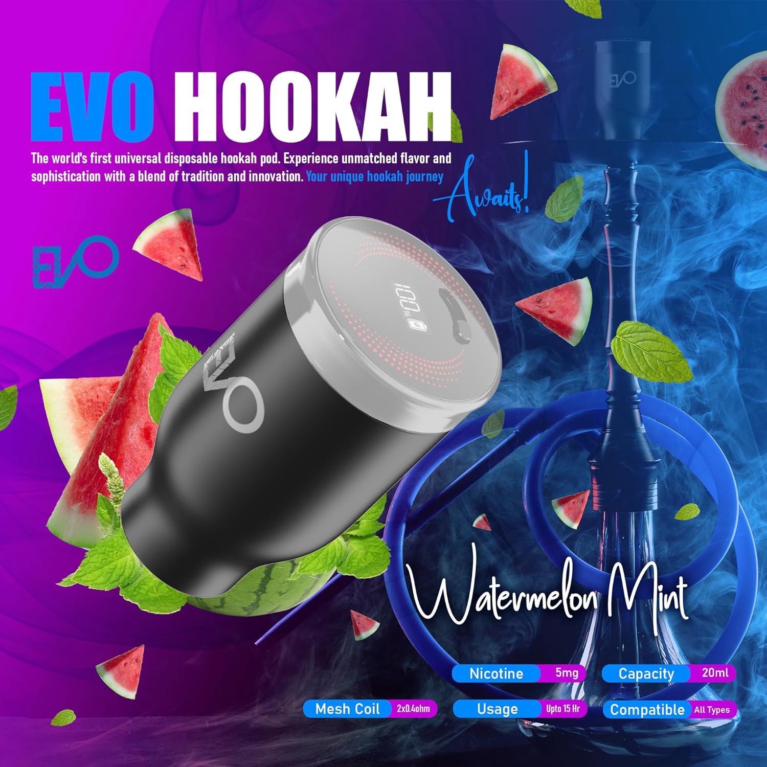 Hookah Electric Pod (Peach Mango) - Tobacco & Nicotine Free