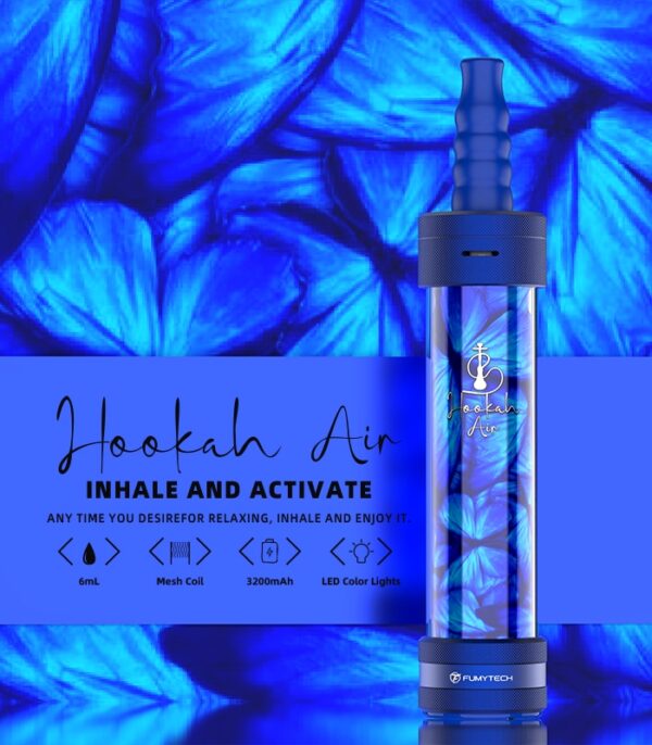Portable E-Shisha Hookah Air Blue Butterfly - Tobacco & Nicotine Free