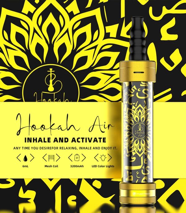 Portable E-Shisha Hookah Air Oriental Gold - Tobacco & Nicotine Free