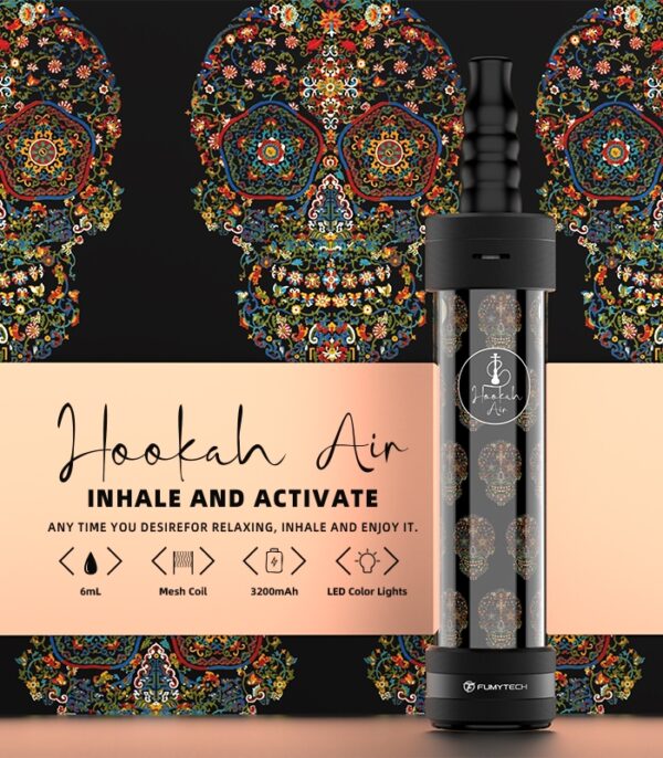 Portable E-Shisha Hookah Air Skull Art - Tobacco & Nicotine Free